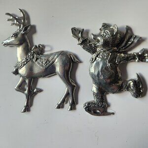 Sycamore Pewtersmith Set of 2 pewter Christmas Ornaments